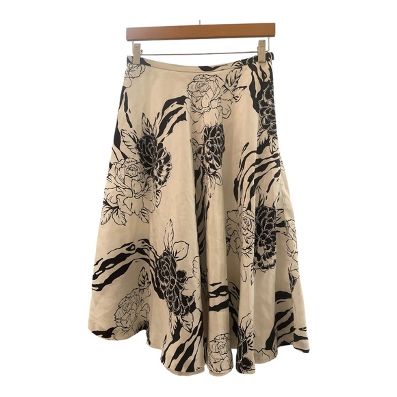 Madison Studio Skirt Womens Size 6 Black & White Floral 100% Silk - Picture 5 of 13